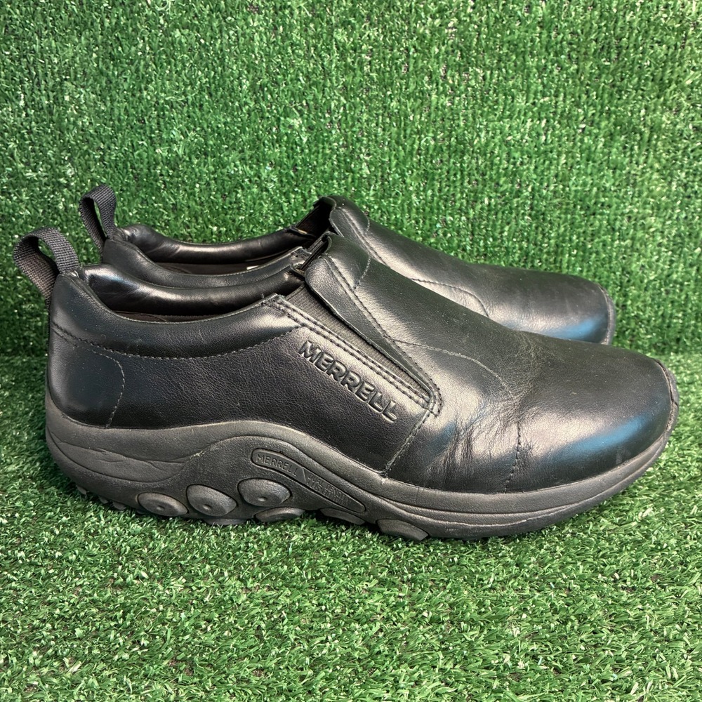 Merrell Jungle Moc Leather Slip On Comfort Hiking Shoes Black Mens Sz 10.5 Wide